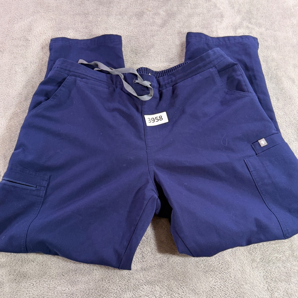 FIGS Scrub Pants Women LP Navy Blue Technical Collection TW2000P Cargo Pockets